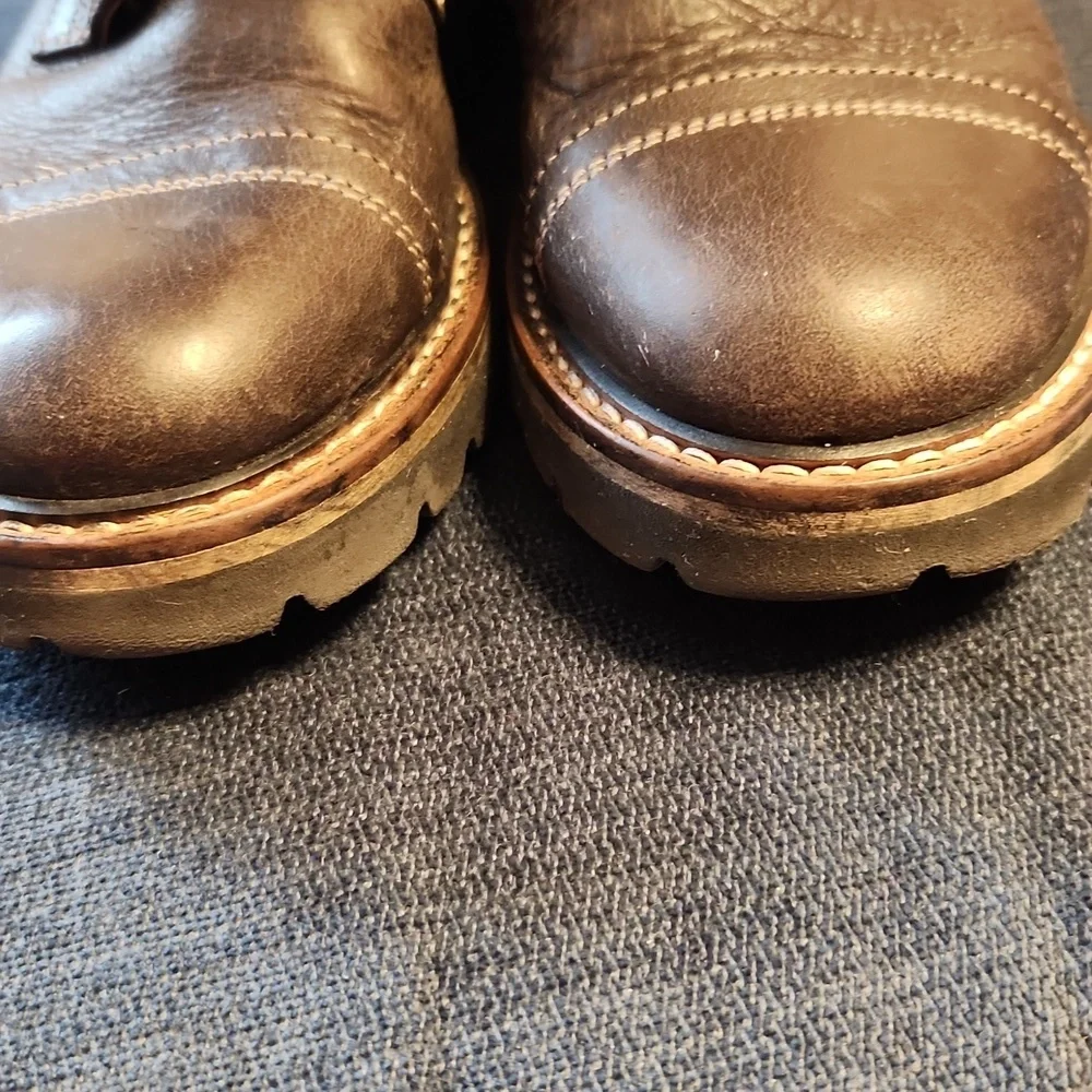 Montelpare Kids Brown Leather Double Bukled Zip-up & Lace-up Ankle Boots sz 27